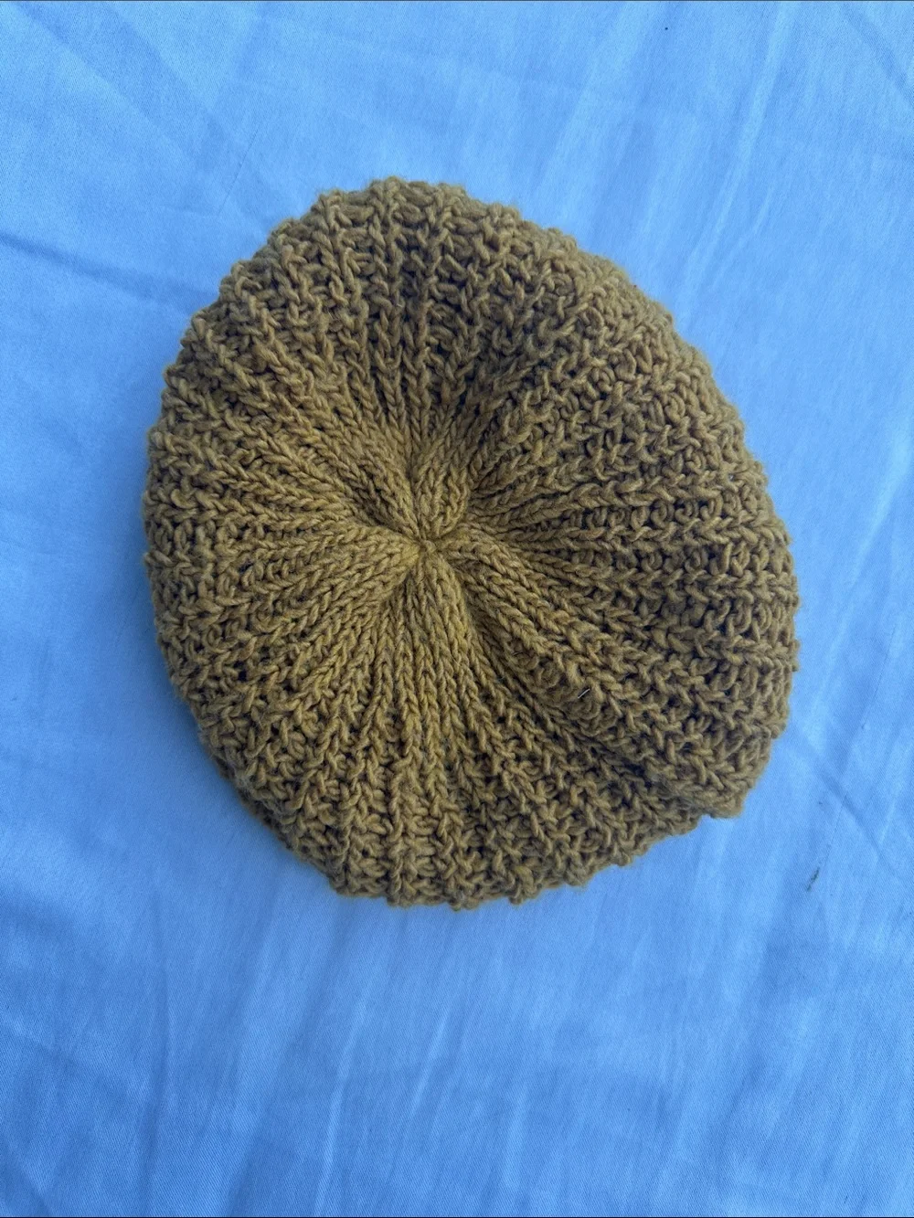 Textured Knit Slouch Beanie Hat in Olive Green